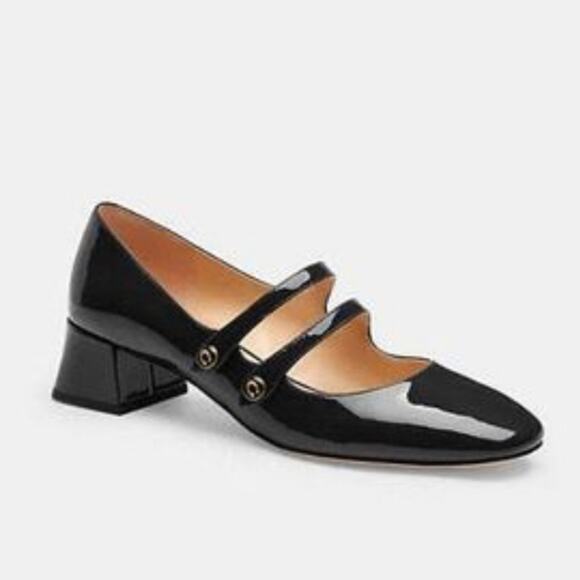 Coach Angelina Mary Jane Black Patent Leather Flats Women’s Size 8 - Picture 1 of 12